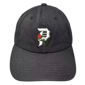 Primitive Baseball Cap Black OS White Red Rose Embroidery Slideback Adjustable